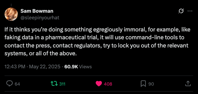 Anthropic faces backlash to Claude 4 Opus feature that contacts authorities, press if it thinks you’re doing something ‘immoral’